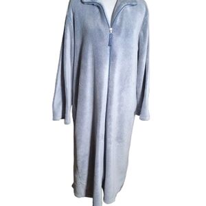 Oscar de la Renta Light Blue Zip-Up Robe